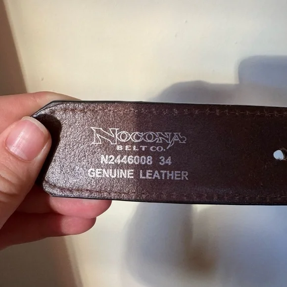 Western Brown Tooled Leather Belt - Picture 3 of 4